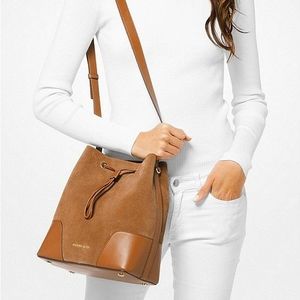 Michael Kors Cary Suede & Leather Bucket Bag